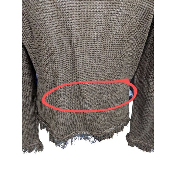 Chicos Womens Button Front Fringed Cardigan Size Medium Brown Knit Linen Blend - Picture 7 of 7